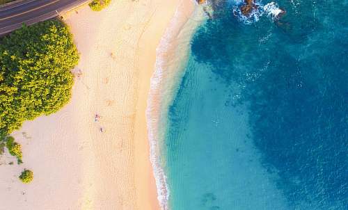 waimea bay aerial view of seashores blue